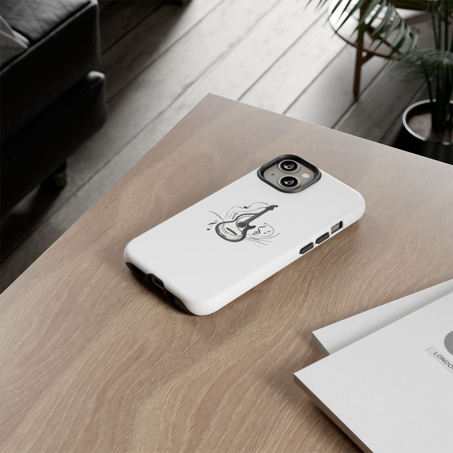 Tough Cases: Stylish Guitar Phone Case with Musical Notes