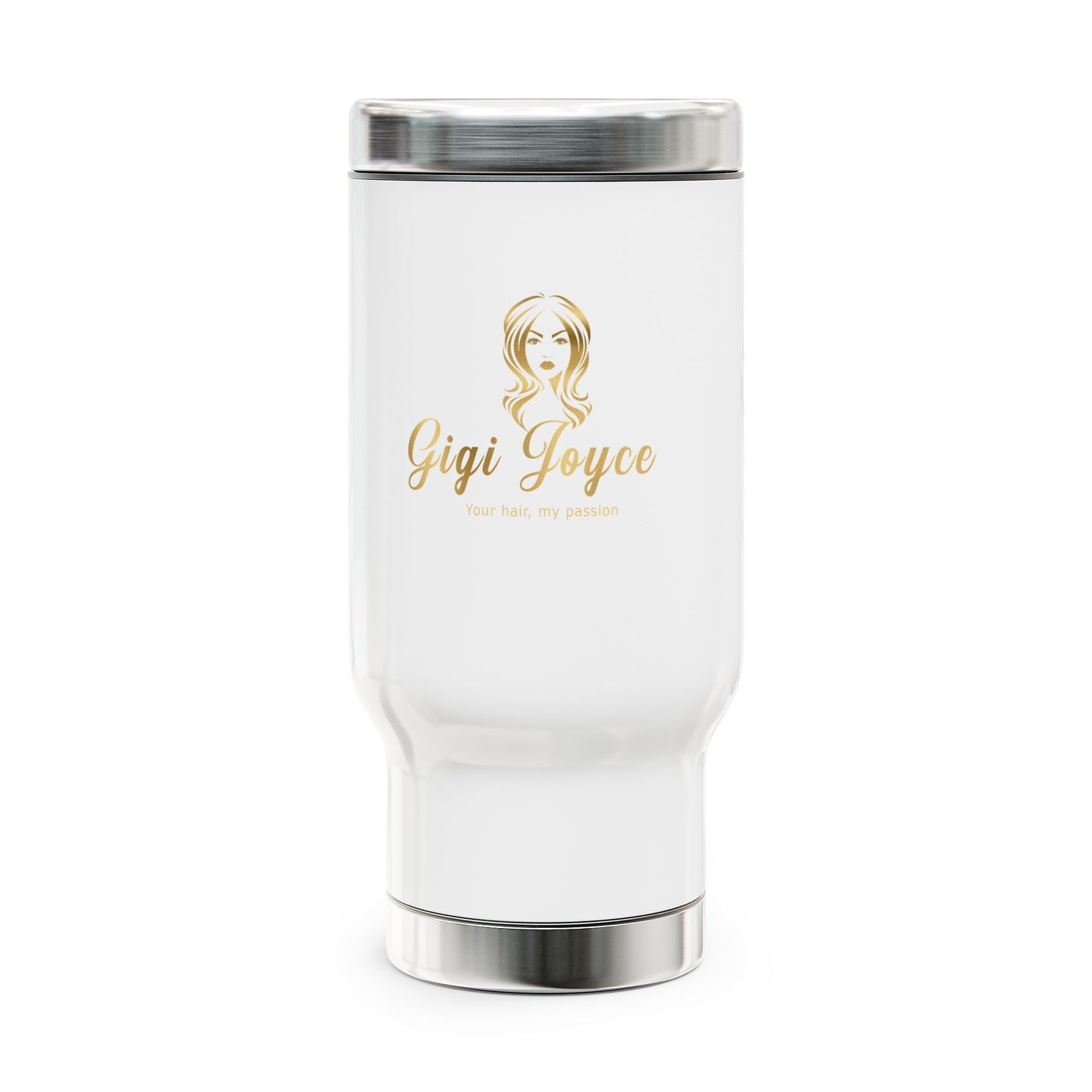 Personalized Stainless Steel Travel Mug with Handle - Gigi Joyce - 14oz