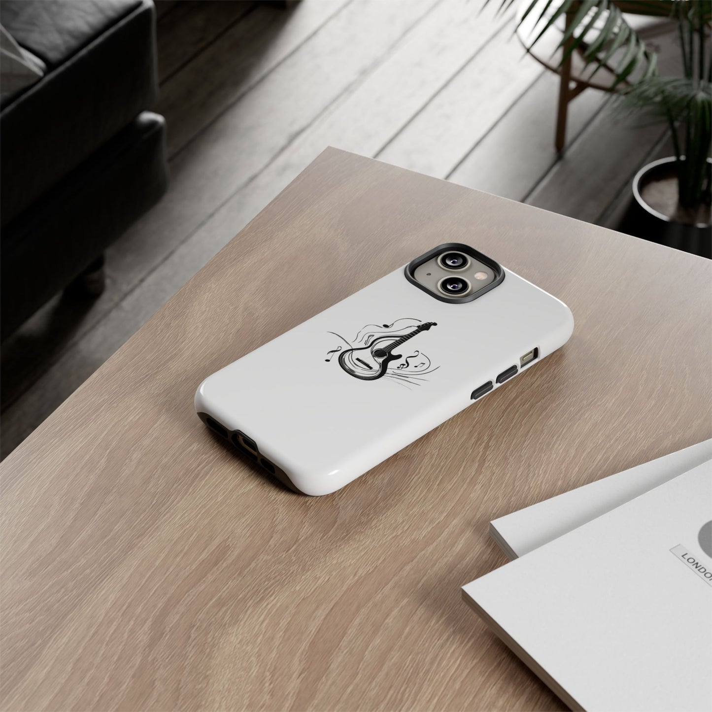 Tough Cases: Stylish Guitar Phone Case with Musical Notes