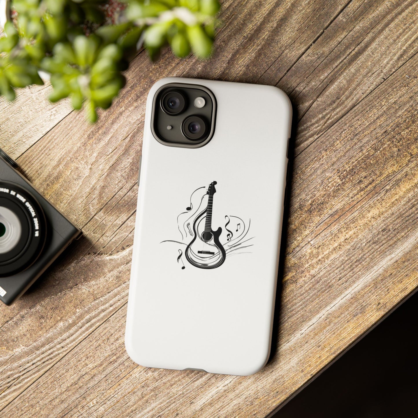 Tough Cases: Stylish Guitar Phone Case with Musical Notes
