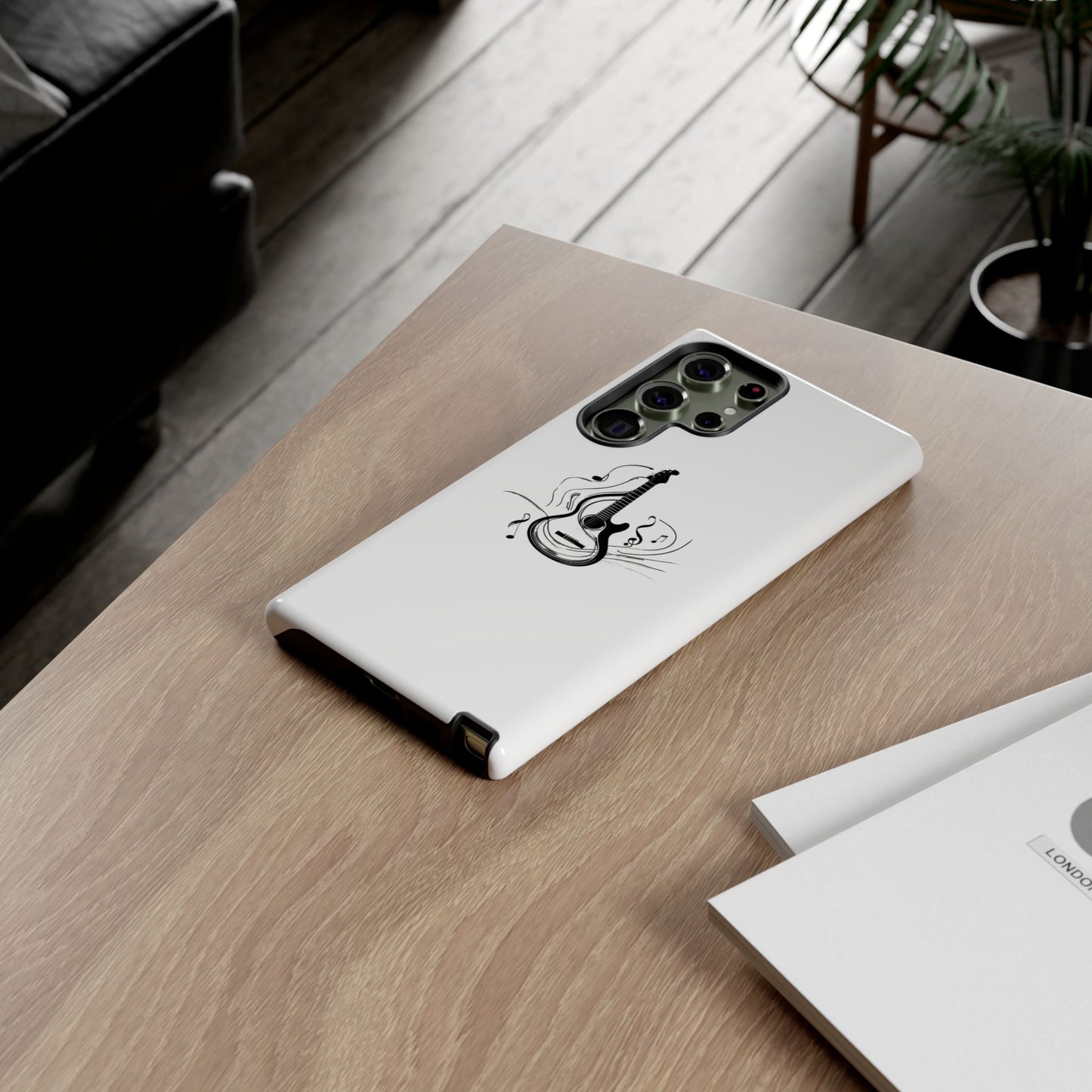 Tough Cases: Stylish Guitar Phone Case with Musical Notes