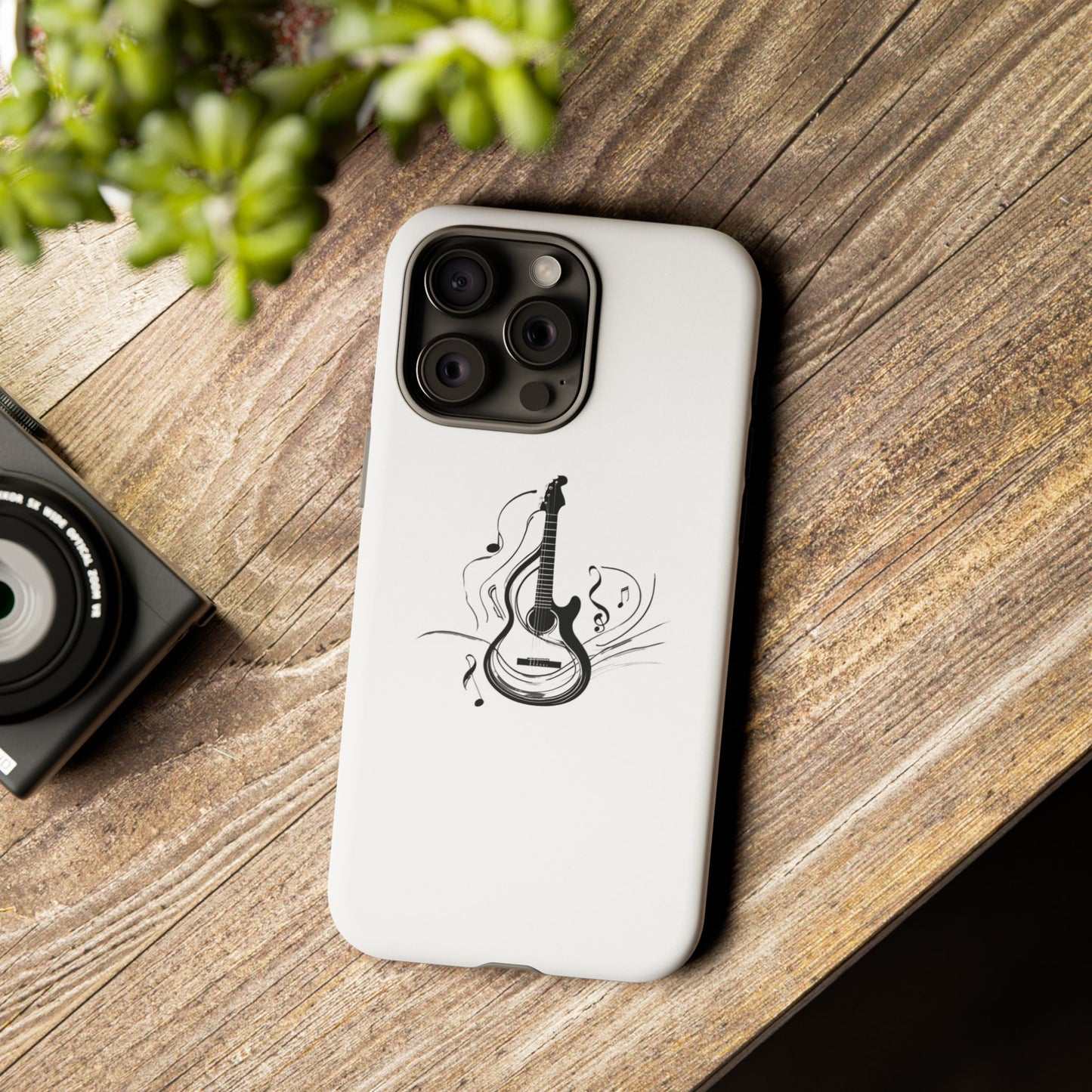 Tough Cases: Stylish Guitar Phone Case with Musical Notes