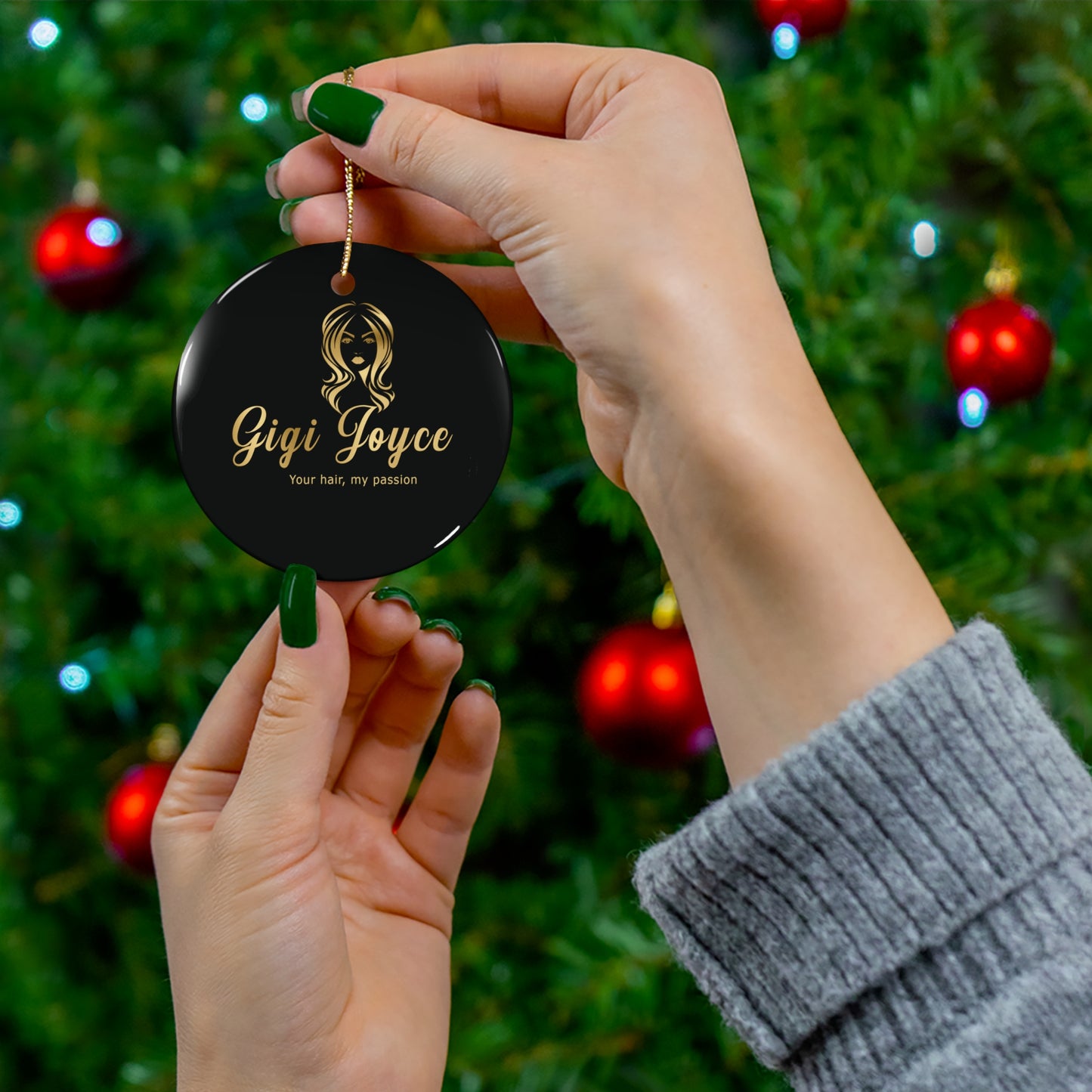 Personalized Ceramic Ornament - Stylish Hair Passion Design for Holiday Decor