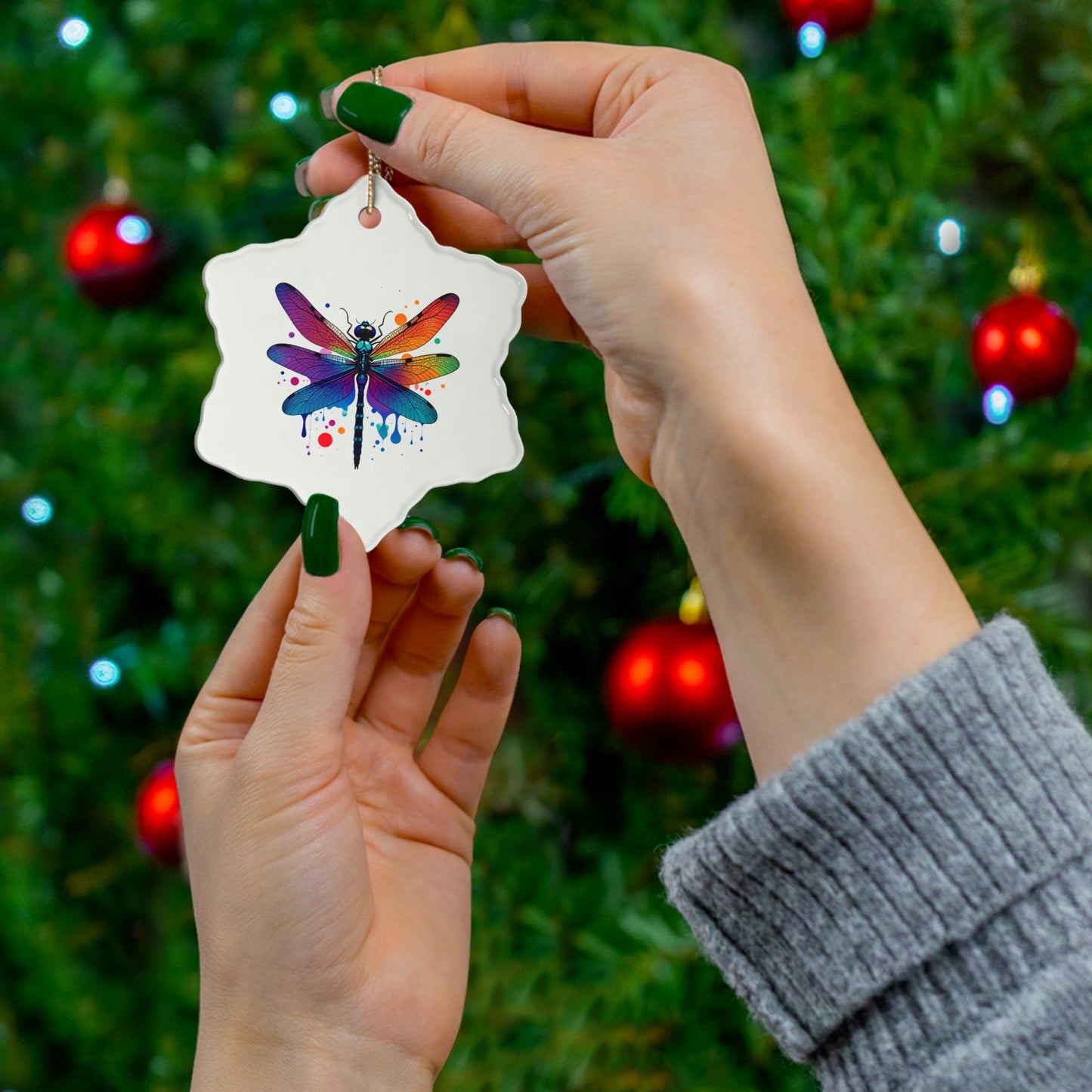 Colorful Dragonfly Ceramic Ornaments – Set of 4 for Holiday Decor - Gigi Joyce's Hair Studio