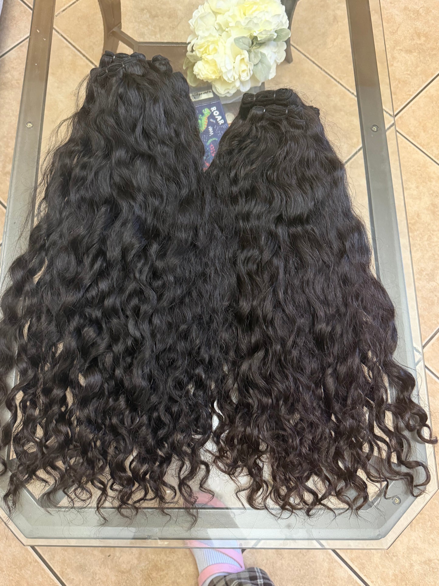 24" Virgin Premium Straight Weft Human Hair Extensions – Natural Off Black (95-100g Bundle)