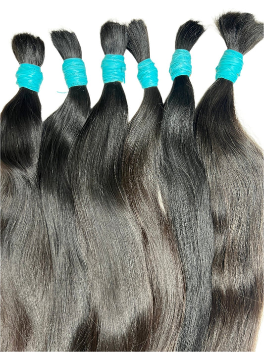 1 Kg Premium 24" Natural Straight Human Hair Extensions - Bulk Hair for Weaving and Styling - Gigi Joyce's Hair Studio