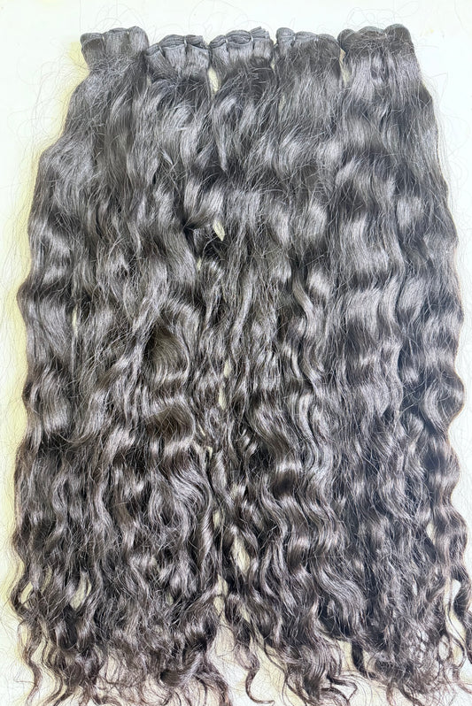 28" Premium Virgin Human Hair Extensions – Natural Off Black (95–100g Bundle)