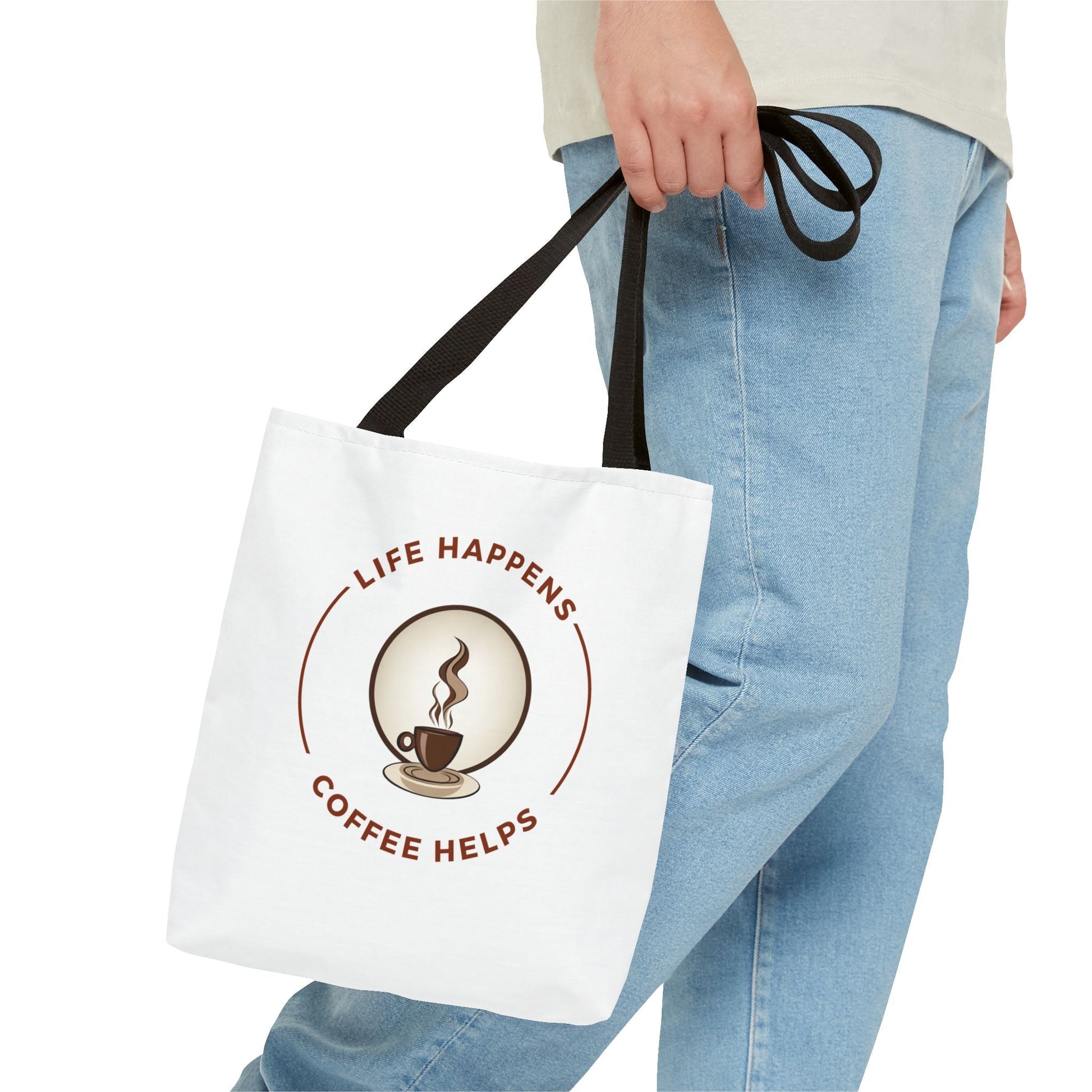 Coffee Lovers Tote Bag - 'Life Happens, Coffee Helps' - Perfect for Everyday Use - Gigi Joyce's Hair Studio