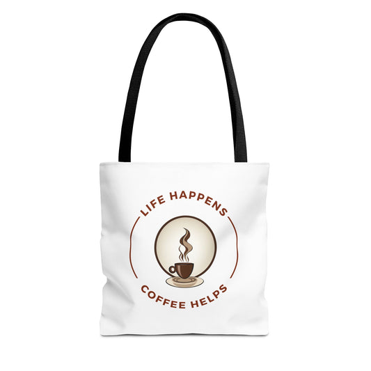 Coffee Lovers Tote Bag - 'Life Happens, Coffee Helps' - Perfect for Everyday Use - Gigi Joyce's Hair Studio