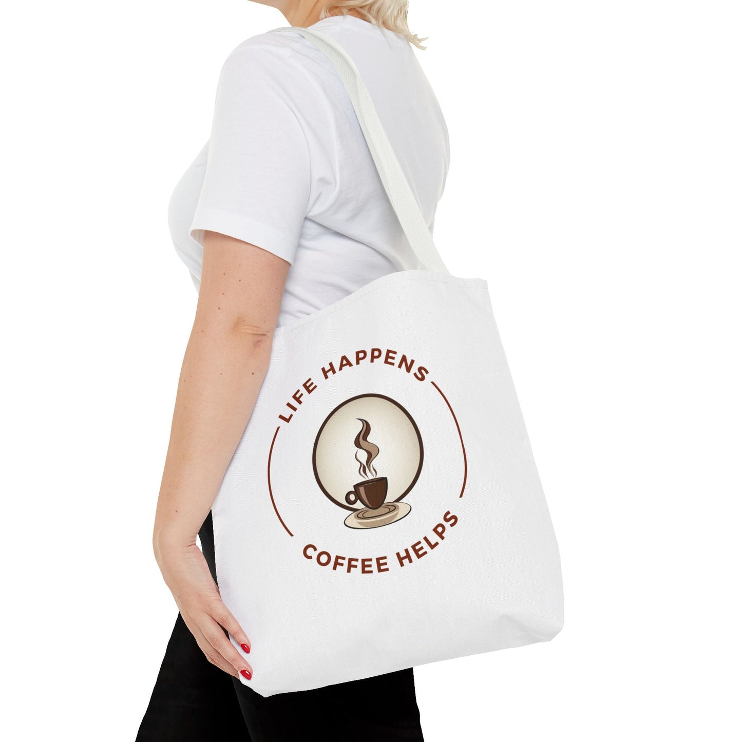 Coffee Lovers Tote Bag - 'Life Happens, Coffee Helps' - Perfect for Everyday Use - Gigi Joyce's Hair Studio