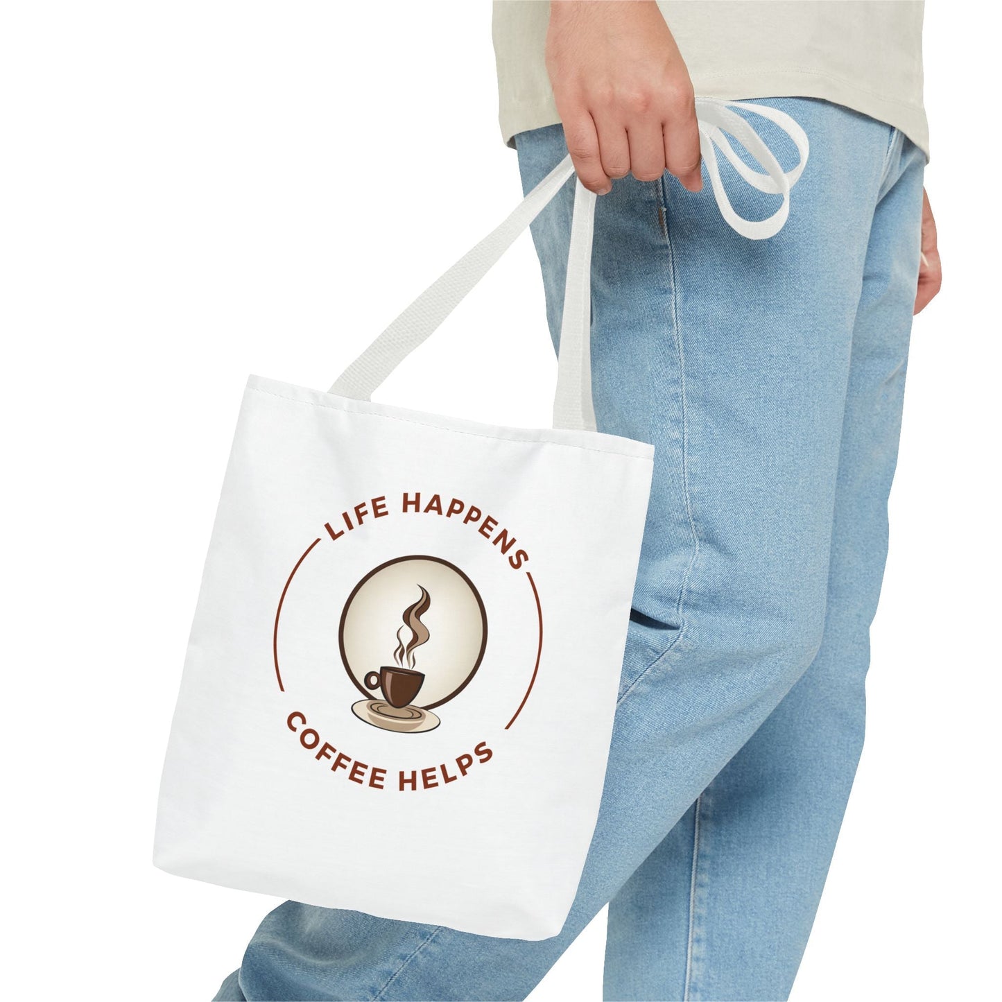 Coffee Lovers Tote Bag - 'Life Happens, Coffee Helps' - Perfect for Everyday Use - Gigi Joyce's Hair Studio