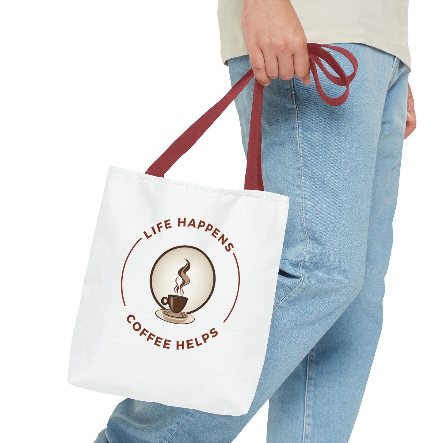 Coffee Lovers Tote Bag - 'Life Happens, Coffee Helps' - Perfect for Everyday Use - Gigi Joyce's Hair Studio