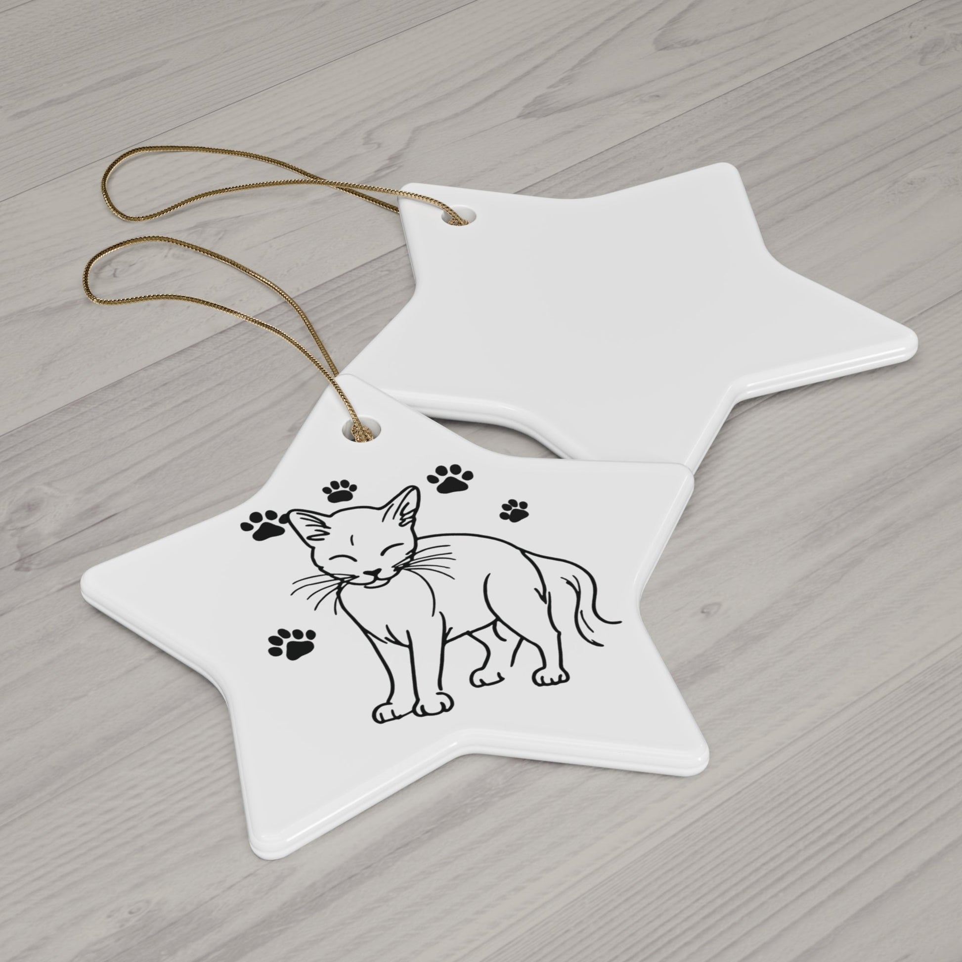 Cute Cat Ceramic Ornament - Star Shape Pet Paw Print Decoration - Gigi Joyce's Hair Studio