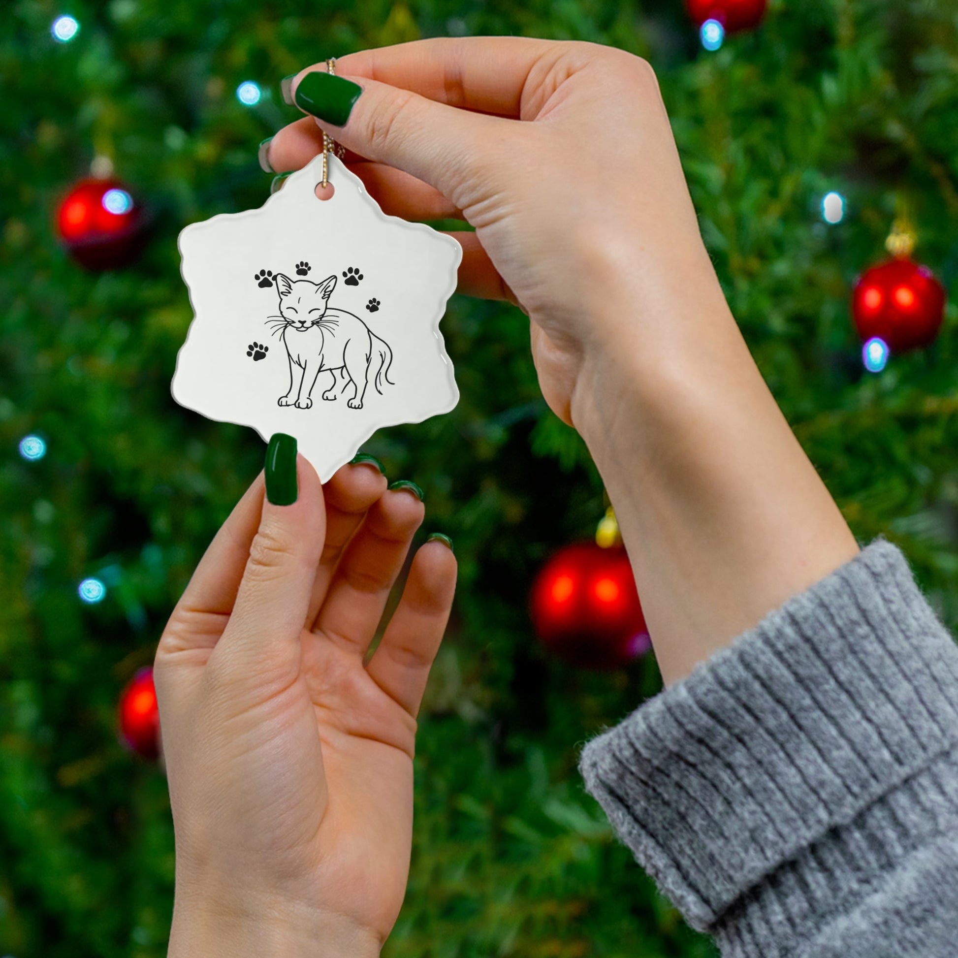 Cute Cat Ceramic Ornament - Star Shape Pet Paw Print Decoration - Gigi Joyce's Hair Studio