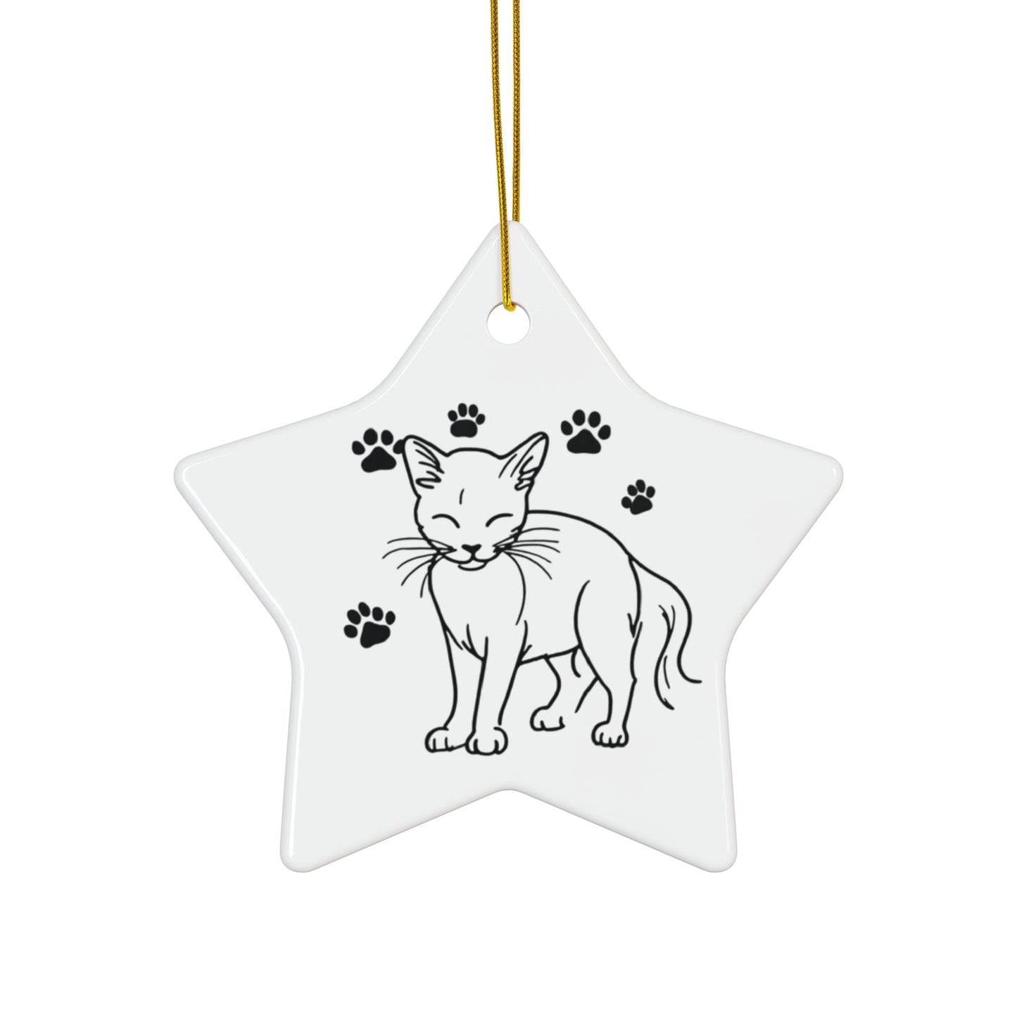 Cute Cat Ceramic Ornament - Star Shape Pet Paw Print Decoration - Gigi Joyce's Hair Studio