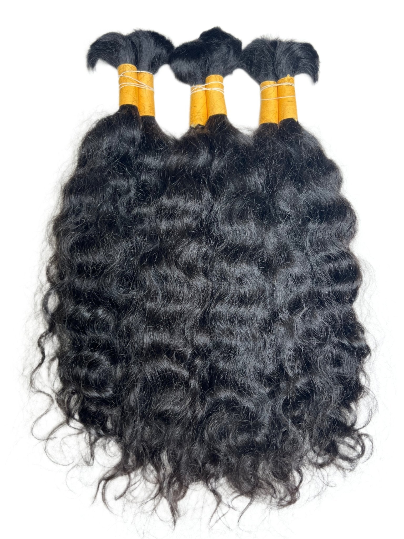 Premium Human Hair Extensions – Natural Curly Bulk Liga Amarilla (Yellow) - Gigi Joyce's Hair Studio