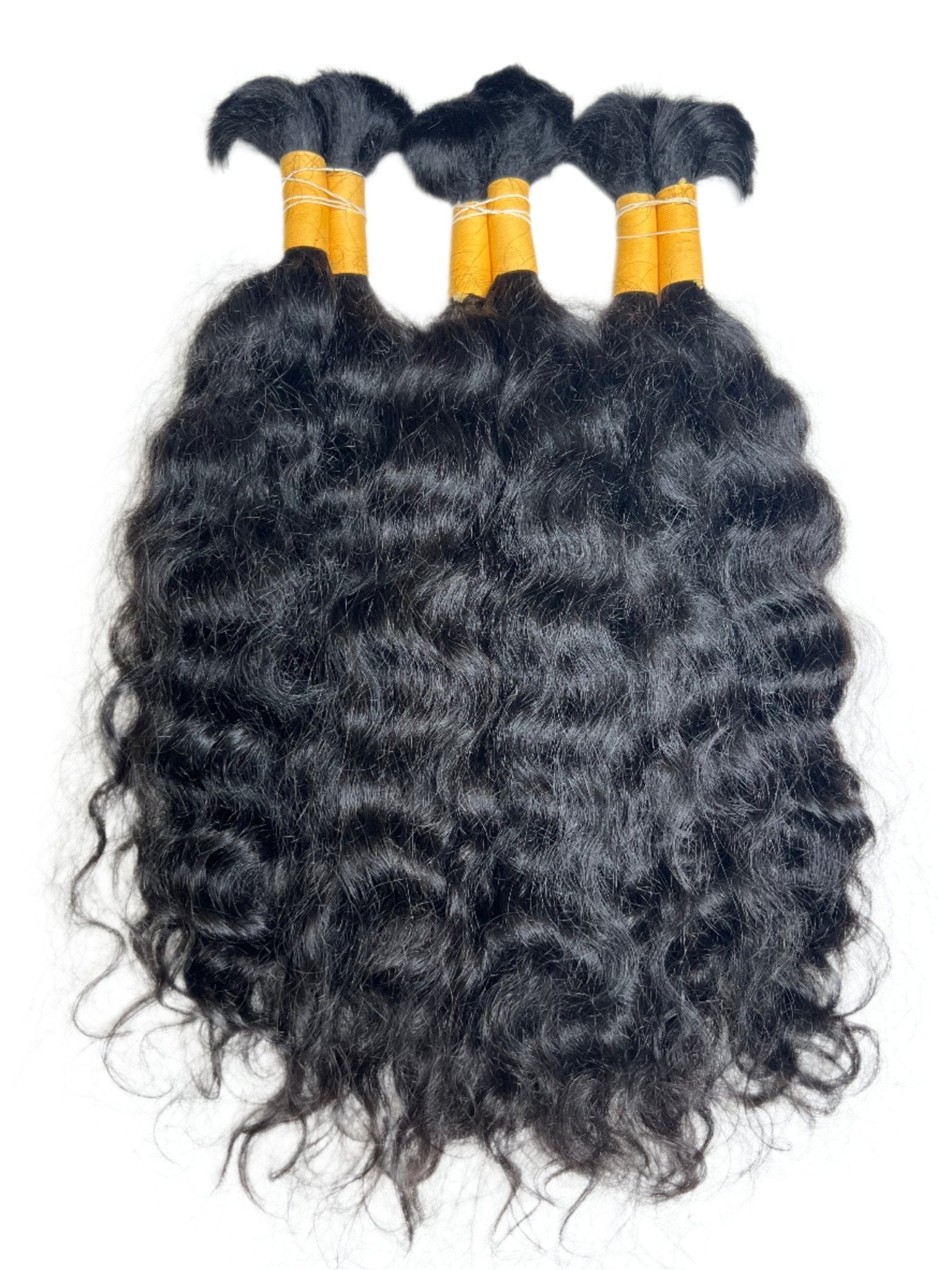 Premium Human Hair Extensions – Natural Curly Bulk Liga Amarilla (Yellow) - Gigi Joyce's Hair Studio