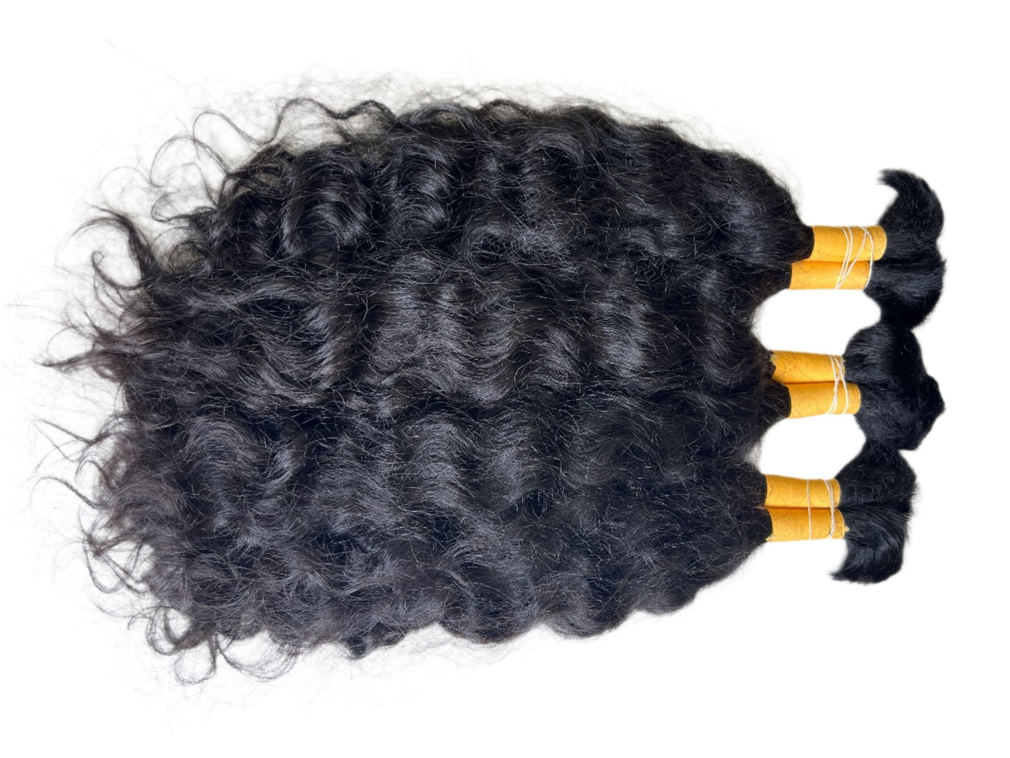 Premium Human Hair Extensions – Natural Curly Bulk Liga Amarilla (Yellow) - Gigi Joyce's Hair Studio