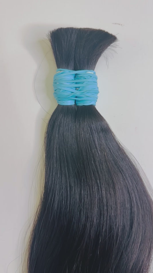 200g virgin Premium 18" Double Drawn Human Hair Bulk – Natural Black Wavy