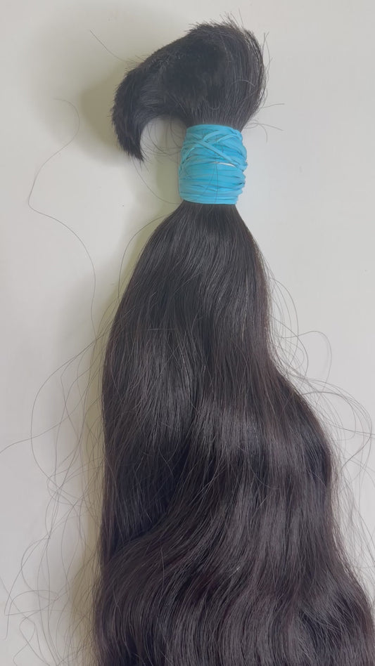 24" Premium Natural Wavy Human Hair Bulk Extensions – 248g & 252g